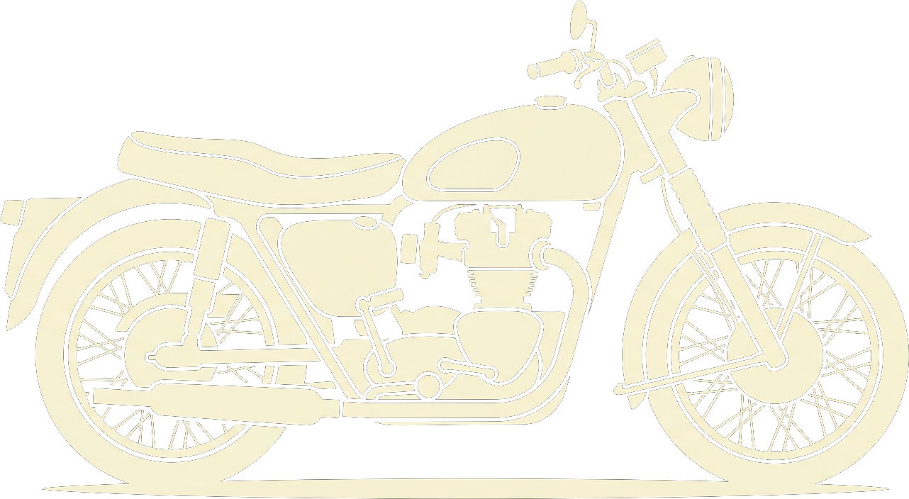 A classic motorcycle in cream silhouette
